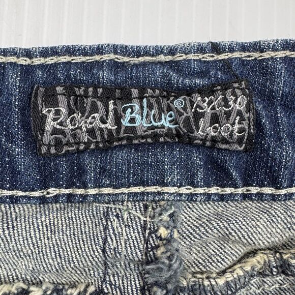 Royal Blue Jeans Women’s Size 13/30 Bootcut Low Rise Blue Denim Y2K Embroidered - Picture 7 of 11
